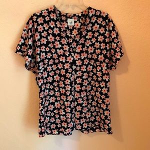 CAbi Harmony Blouse, Size M, Pink and Red Floral.